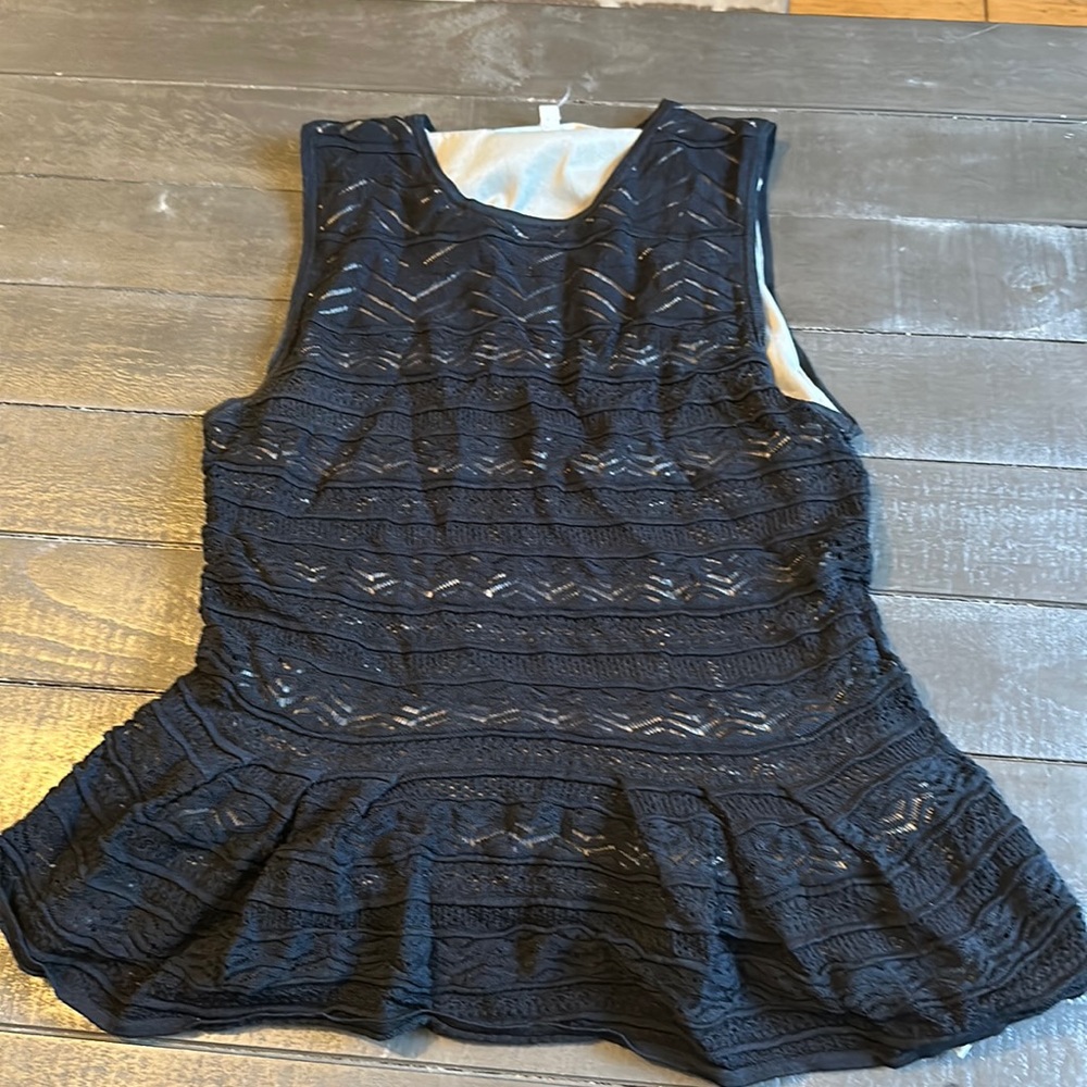 Beautiful, knitted, black and beige Rachel Roy shirt, size large